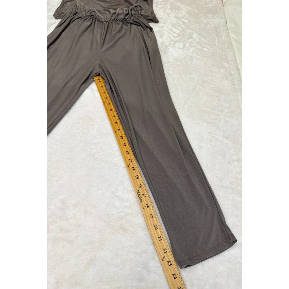 Pineapple Paris Taupe Cowl Neck Sleeveless Jumpsuit Pockets Sz 44 Made in Italy